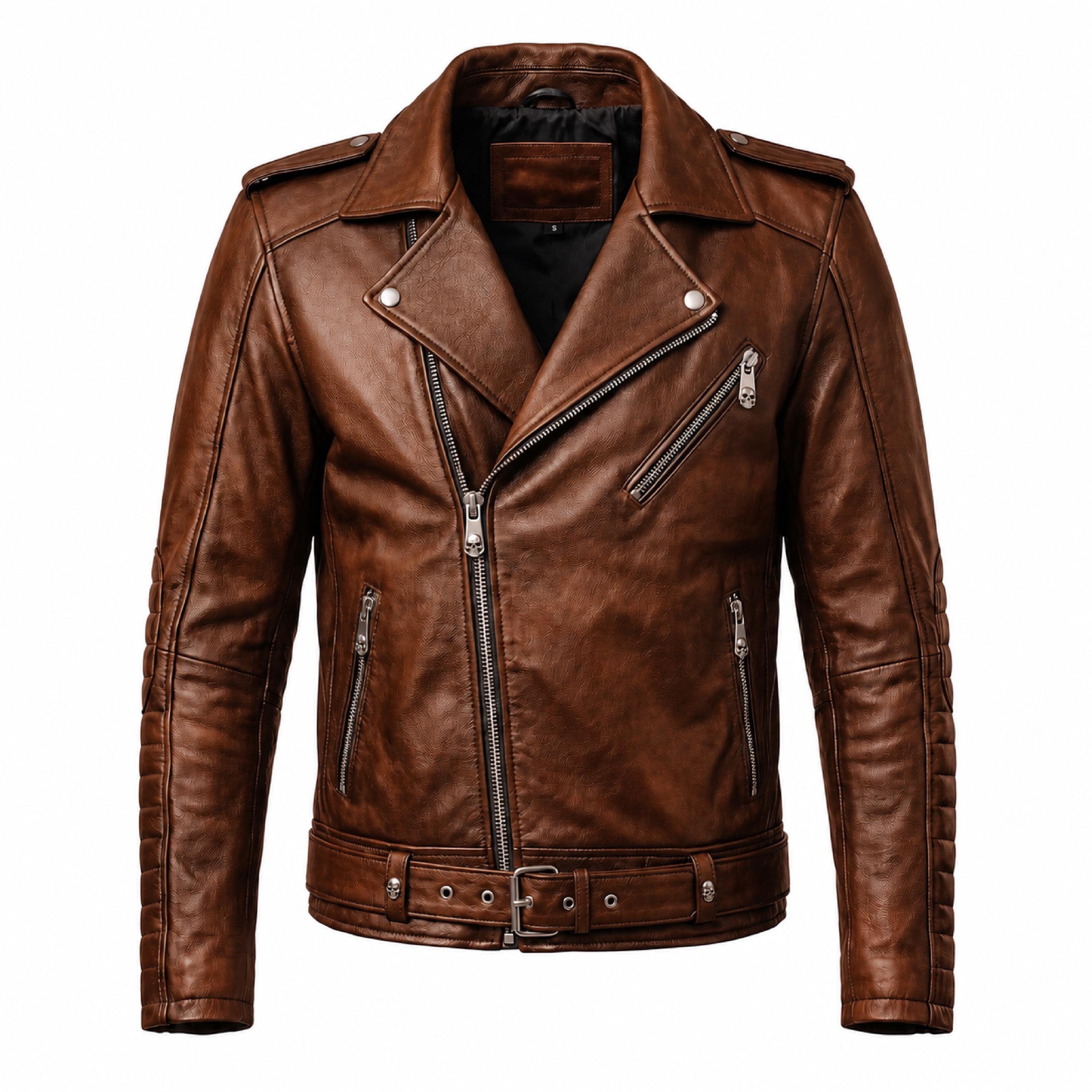 Brown Leather Skull Biker Jacket | Motorhead Inspired Cafe Racer Style