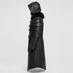 Men's Black Leather Hooded Armor Coat | Medieval Viking Warrior Cosplay Jacket