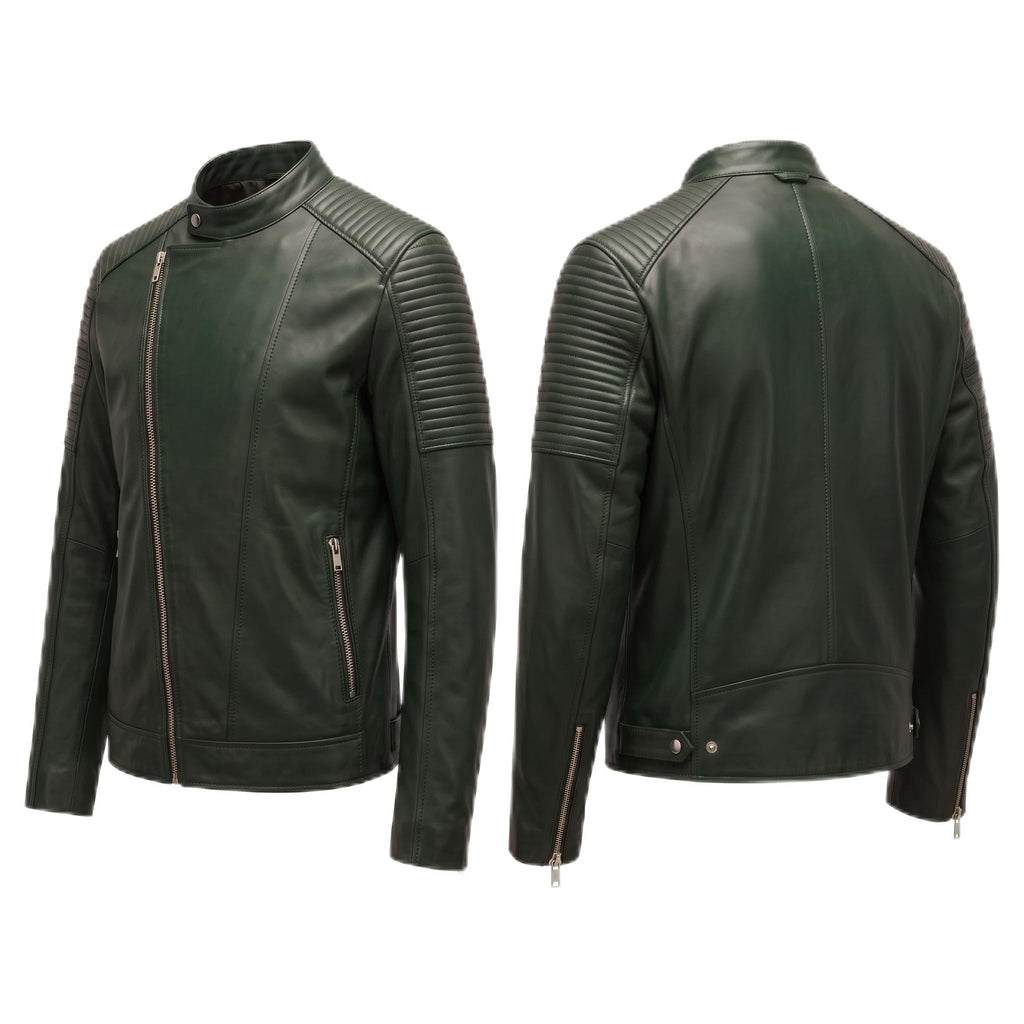 Classic men’s leather biker jacket | slim fit | minimalist moto rider Jacket