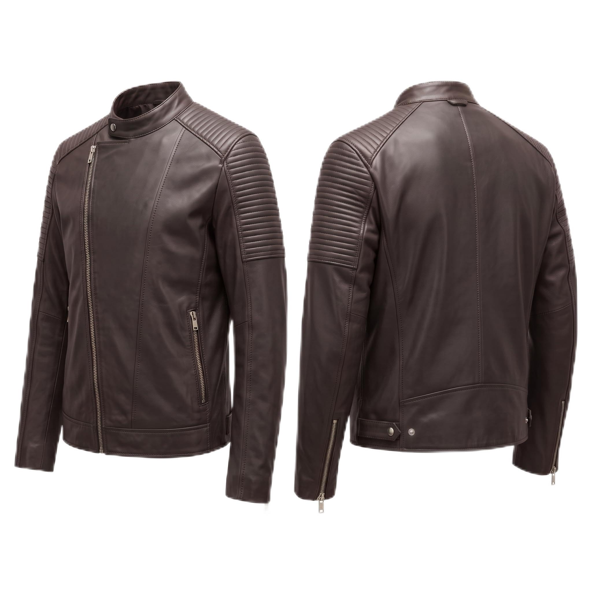 Classic men’s leather biker jacket | slim fit | minimalist moto rider Jacket