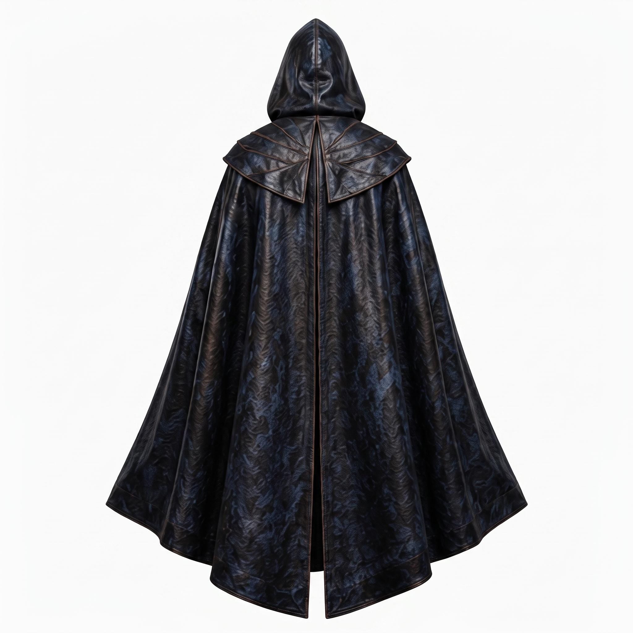 Men's Shadowed Ranger Leather Cloak | Medieval Hooded Cape, Fantasy LARP Costume