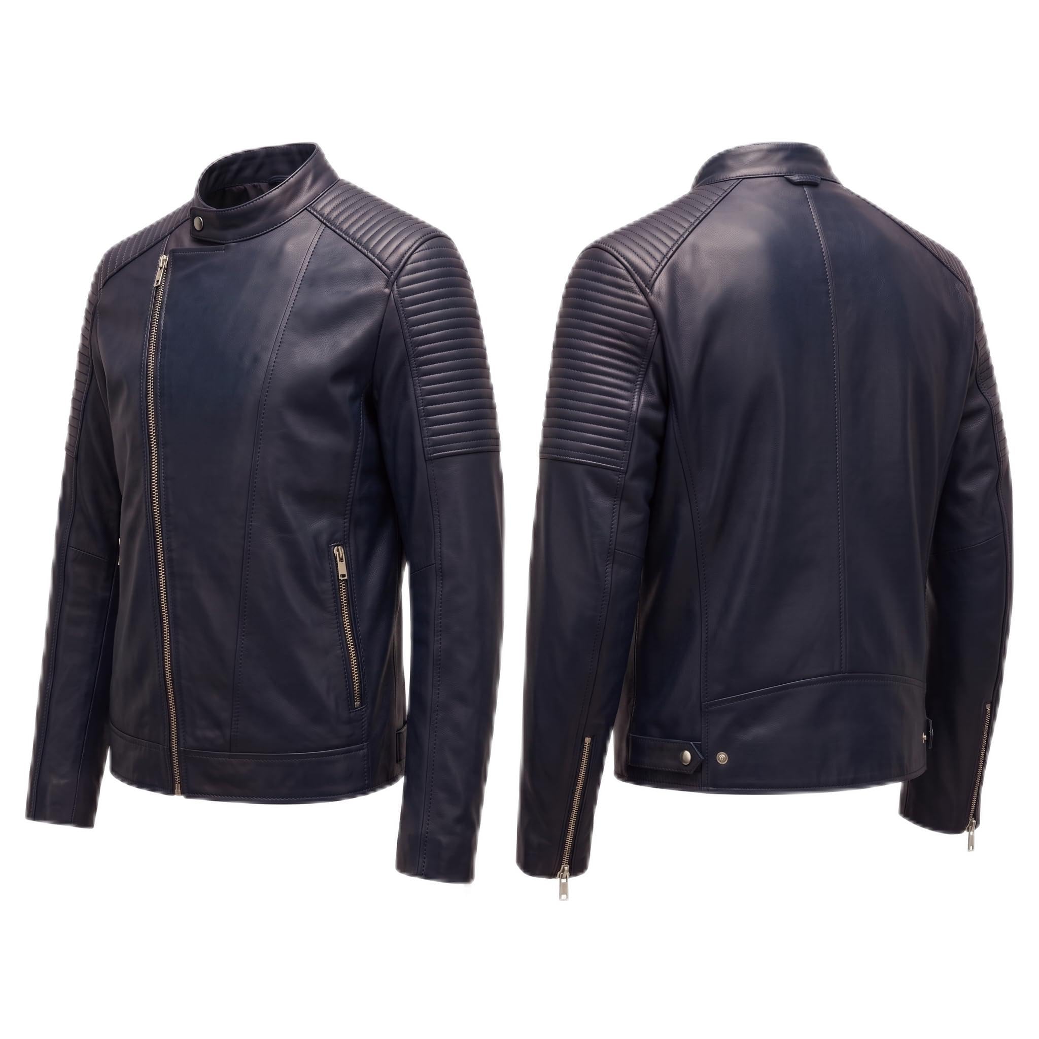 Classic men’s leather biker jacket | slim fit | minimalist moto rider Jacket