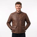 Men's Brown Distressed Leather Utility Jacket | Han Solo Inspired Biker Coat