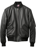 Black Bomber Leather Jacket Men – Black Leather Jacket