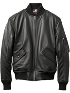 Black Bomber Leather Jacket Men – Black Leather Jacket