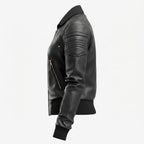 Black Leather Jacket Bomber Style - Timber AND Hide