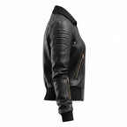 Black Leather Jacket Bomber Style - Timber AND Hide