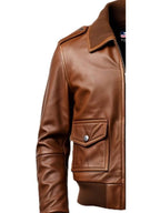 Brown Bomber Aviator Leather Jacket
