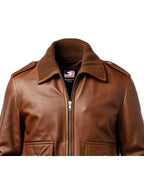 Brown Bomber Aviator Leather Jacket