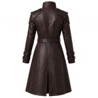 Brown Leather Trench Coat | Medieval Gothic Long Overcoat, Belted Fantasy Jacket - Timber AND Hide