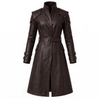 Brown Leather Trench Coat | Medieval Gothic Long Overcoat, Belted Fantasy Jacket - Timber AND Hide