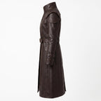 Brown Leather Trench Coat | Medieval Gothic Long Overcoat, Belted Fantasy Jacket - Timber AND Hide