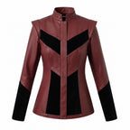 Burgundy Leather Velvet Jacket | Gothic Victorian Steampunk Fitted Coat - Timber AND Hide