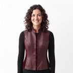 Burgundy Leather Vest | Women's Genuine Tailored Waistcoat, Dark Academia Style - Timber AND Hide