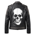 Women’s Handmade Black Leather Motorcycle Jacket – Studded, Spiked, & Hand-Painted Misfits Punk Rocker Style