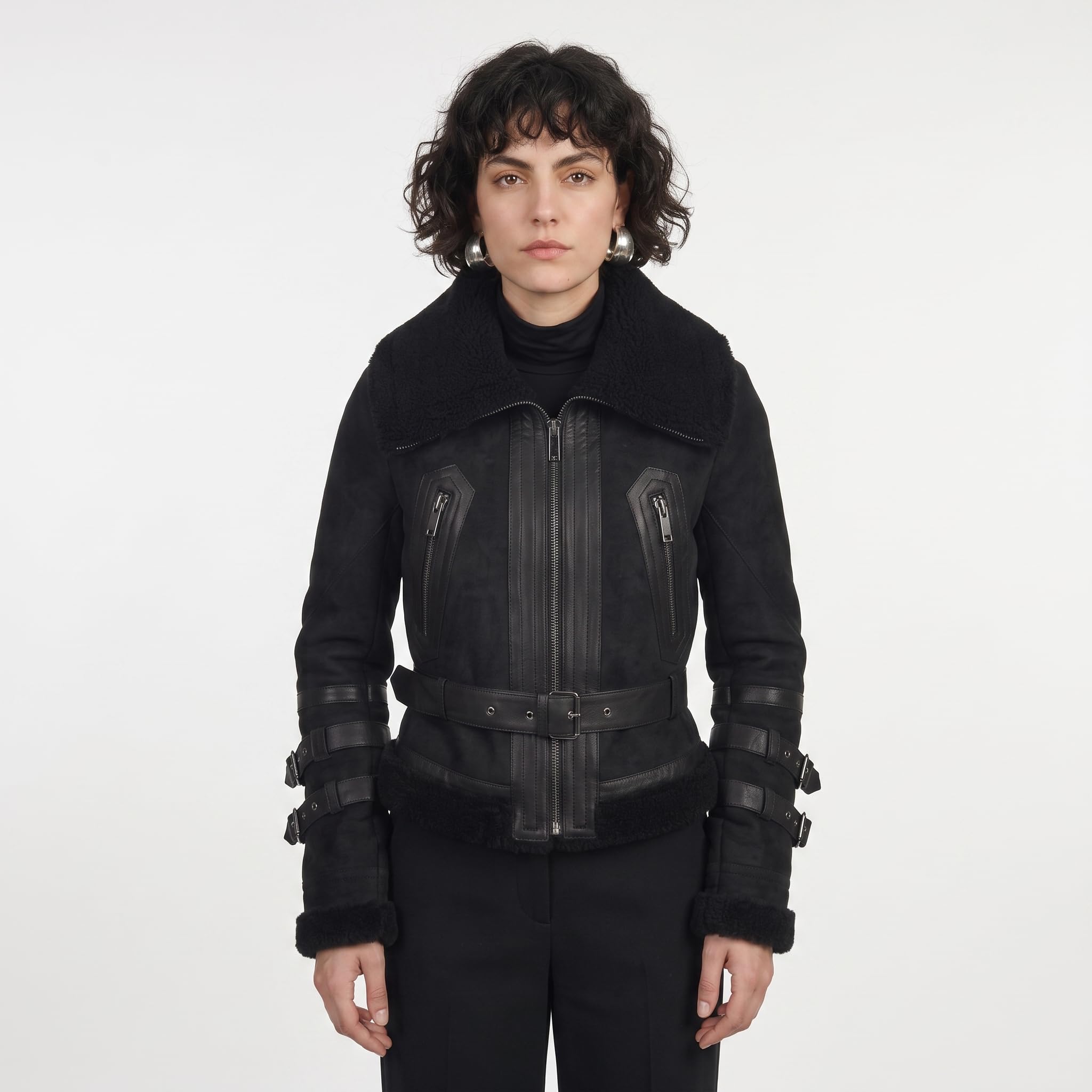 Women's Fitted Sheepskin Aviator Flying Jacket | Leather Slim fit Aviator pilot jacket