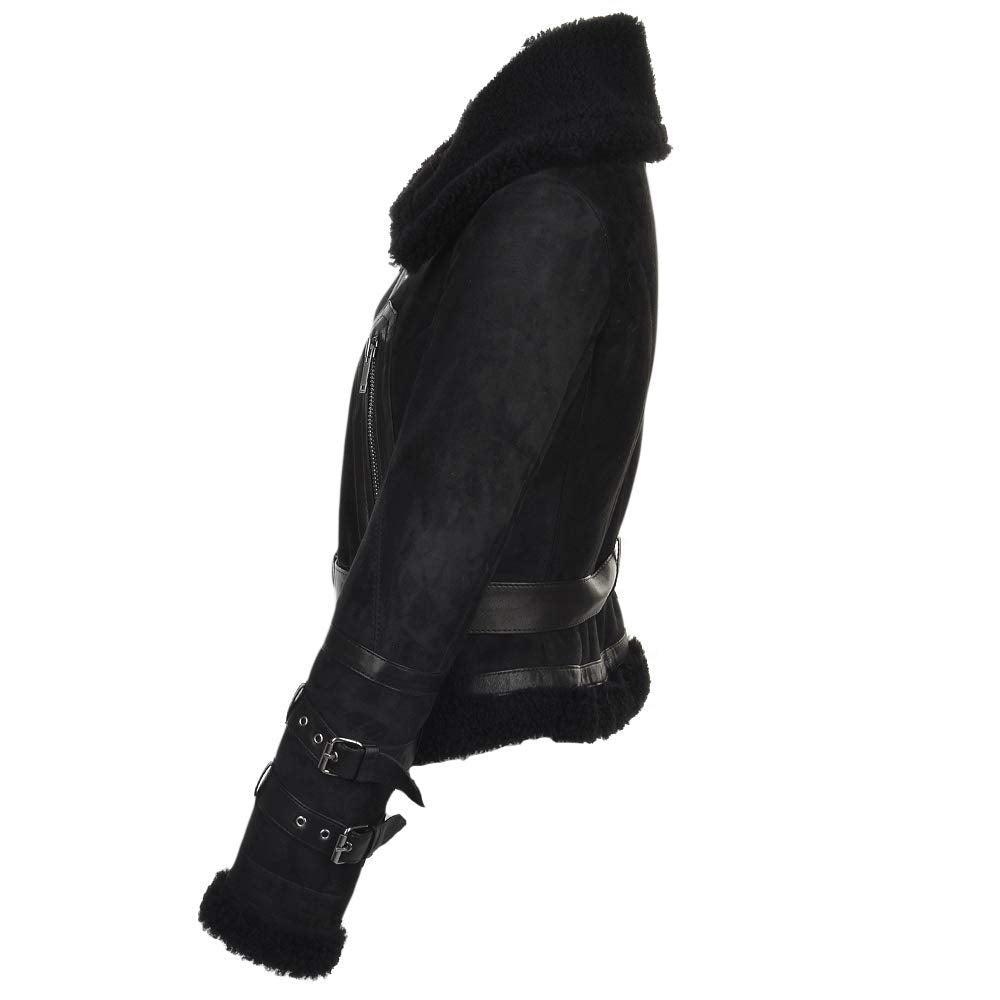 Women's Fitted Sheepskin Aviator Flying Jacket | Leather Slim fit Aviator pilot jacket