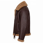 Men's Brown B3 Shearling Aviator Jacket | Genuine Sheepskin Leather Bomber Coat