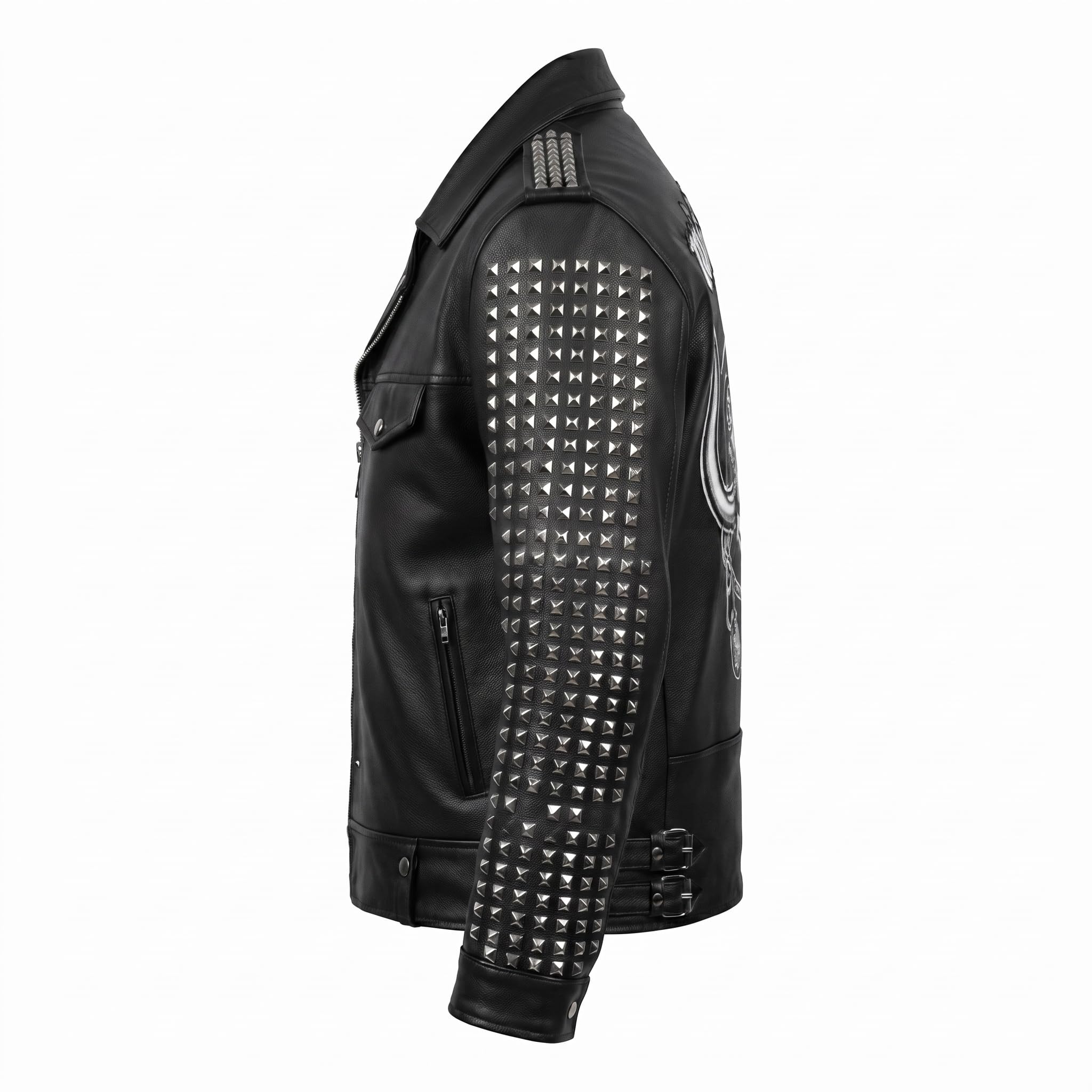 Man's Handmade Studded Leather Biker Jacket | Punk Rock Gothic Patchwork | Halloween Costume