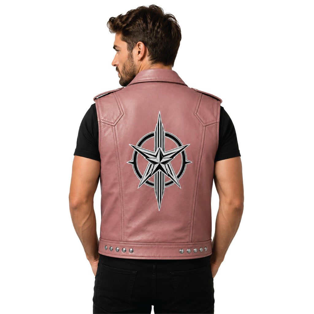 Men's Handmade Cowhide Leather Vest | Classic Biker Vest | Gothic Rocker Sleeveless Jacket