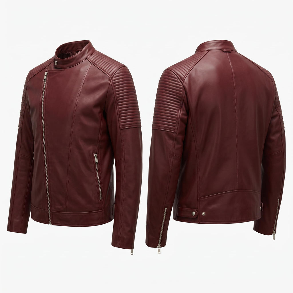 Classic men’s leather biker jacket | slim fit | minimalist moto rider Jacket