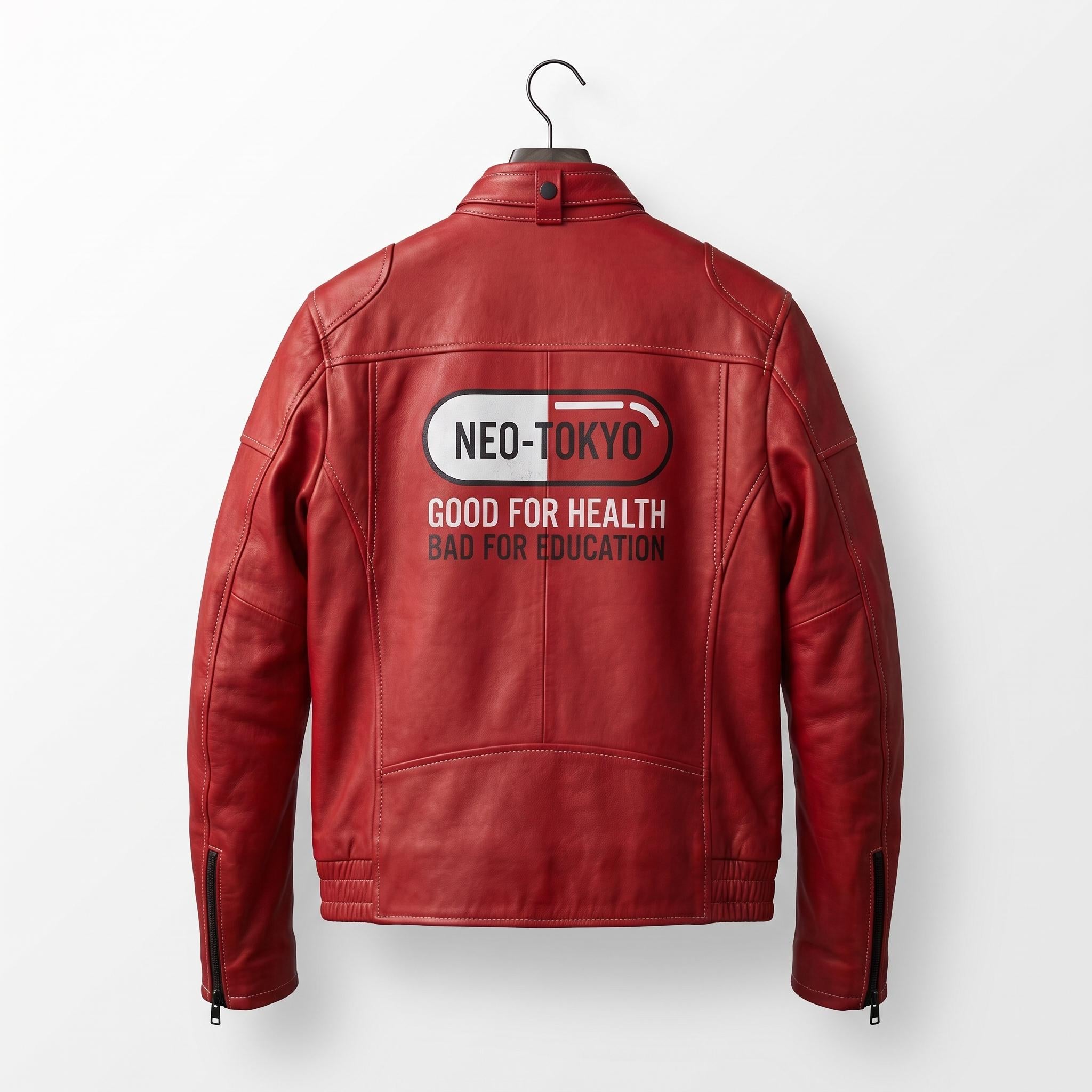 Men's Akira Kaneda Red Leather Jacket | Shotaro Cosplay Biker Coat (Neo-Tokyo)