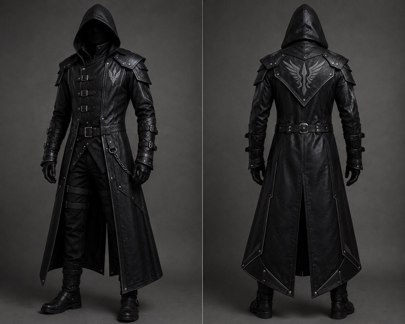 Men's Handmade Black Leather Samurai Coat | Hooded Ronin Cosplay Jacket, Warrior Armor