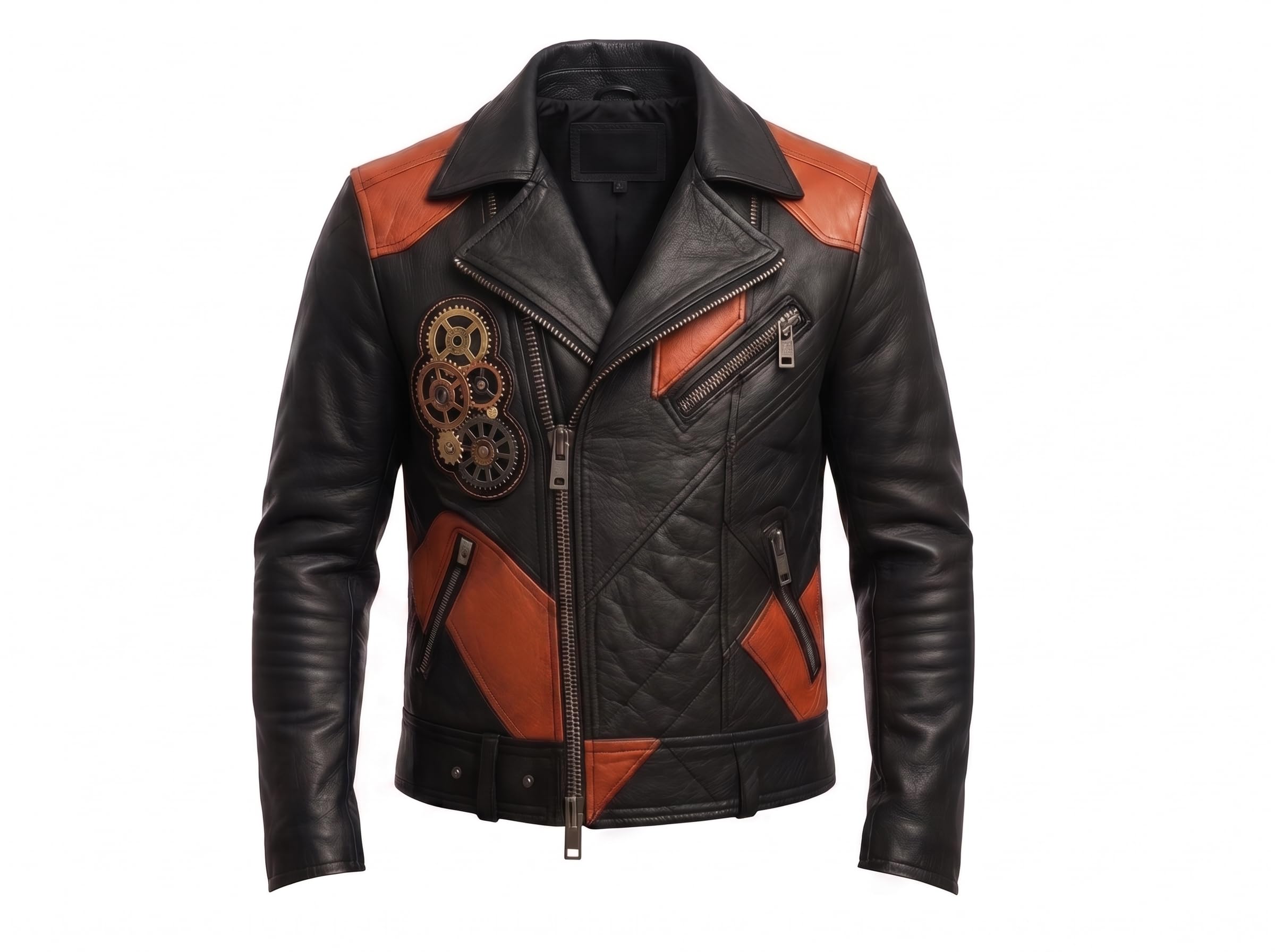 Men's Leather Biker Moto Jacket | Gothic Cross Design | Embroidered Patch jacket