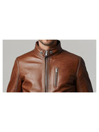 Charlotte Leather Brown Jacket - Men Leather Jacket Brown