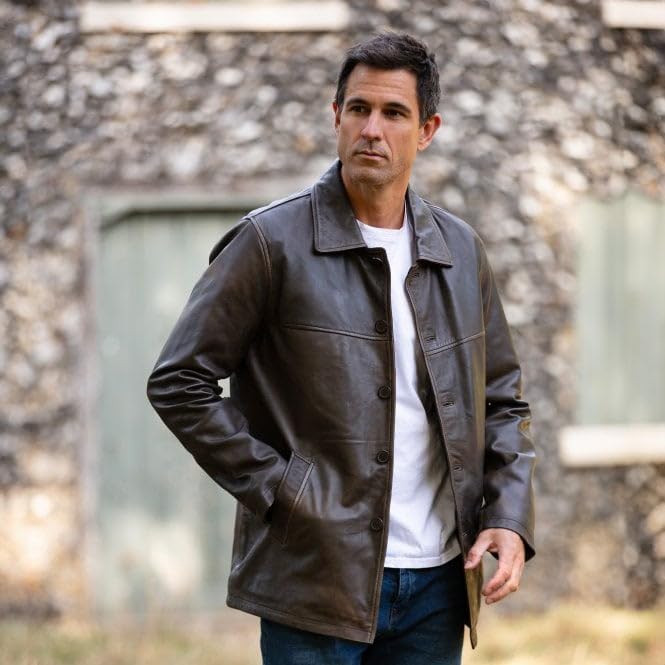 Classic Men's Dark Brown Leather Jacket: AWM-VOYAGER - Timber AND Hide