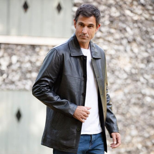 Classic Men's Dark Brown Leather Jacket: AWM-VOYAGER - Timber AND Hide