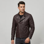 Classic men’s leather biker jacket | slim fit | minimalist moto rider Jacket - Timber AND Hide