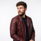Classic men’s leather biker jacket | slim fit | minimalist moto rider Jacket - Timber AND Hide