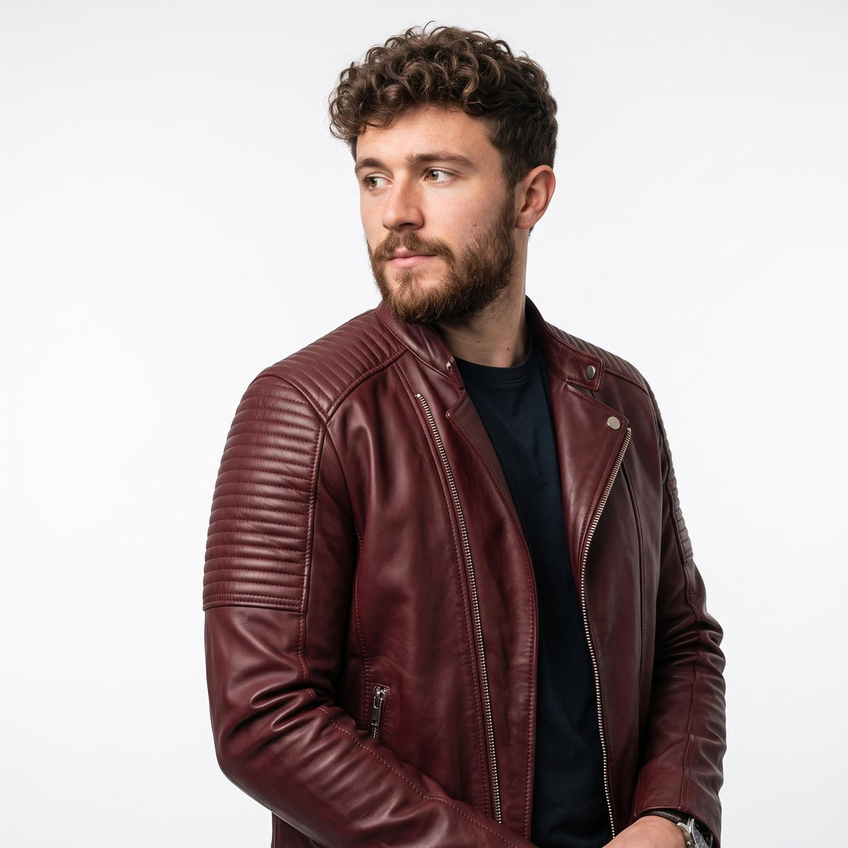 Classic men’s leather biker jacket | slim fit | minimalist moto rider Jacket - Timber AND Hide