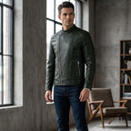 Classic men’s leather biker jacket | slim fit | minimalist moto rider Jacket - Timber AND Hide