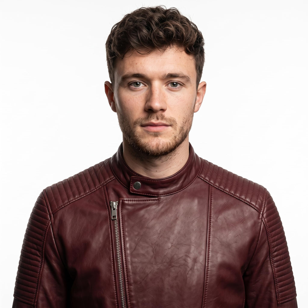 Classic men’s leather biker jacket | slim fit | minimalist moto rider Jacket - Timber AND Hide