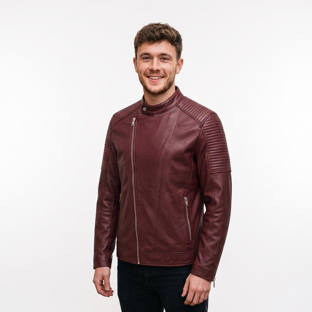 Classic men’s leather biker jacket | slim fit | minimalist moto rider Jacket - Timber AND Hide