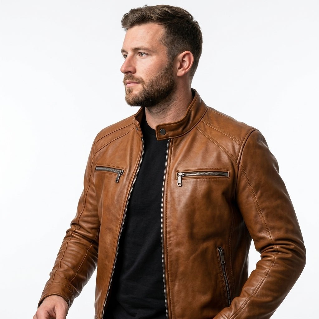 Cody Leather Brown Jacket - Men Leather Jacket Brown - Timber AND Hide