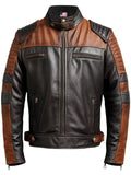 Men’s Brown and Black Leather Jacket - Men’s Brown Leather Biker Jacket
