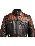 Men’s Brown and Black Leather Jacket - Men’s Brown Leather Biker Jacket