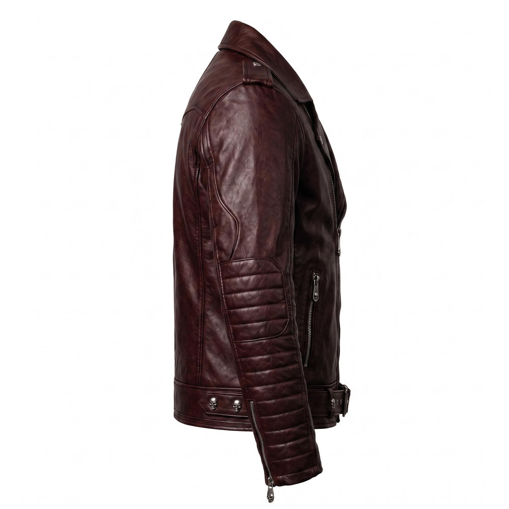 Motorhead Inspired Skull Print Leather Biker Jacket – Men's Gothic Rock Rider Coat