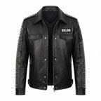 Man's Handmade Studded Leather Biker Jacket | Punk Rock Gothic Patchwork | Halloween Costume