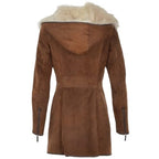 Timber AND Hide Luxury Hooded Toscana Coat Brown with Shearling Trim