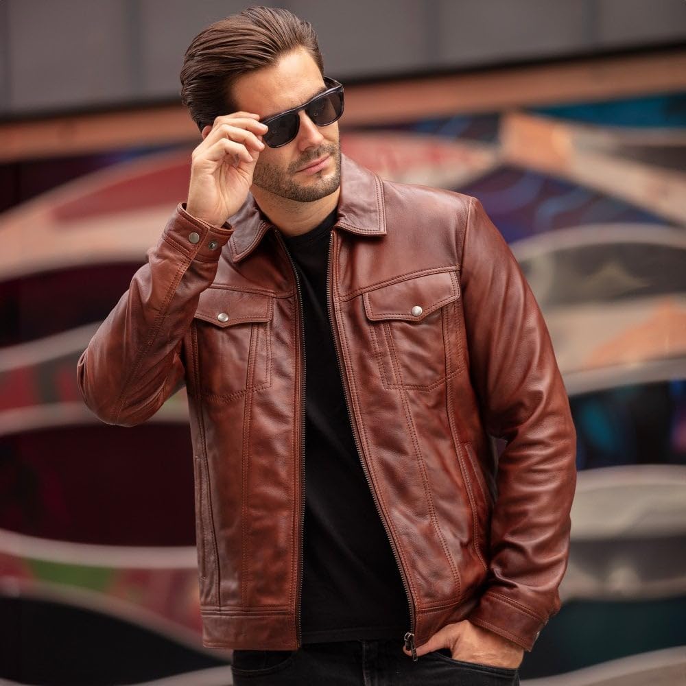 Men's Vintage Leather Bomber Jacket