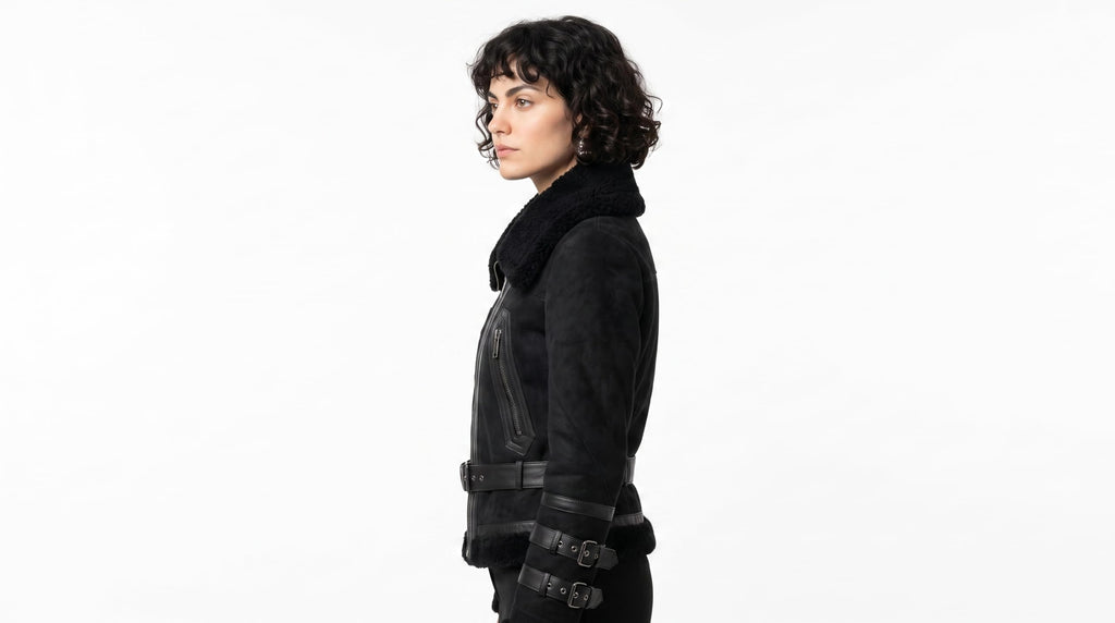 Women's Fitted Sheepskin Aviator Flying Jacket | Leather Slim fit Aviator pilot jacket