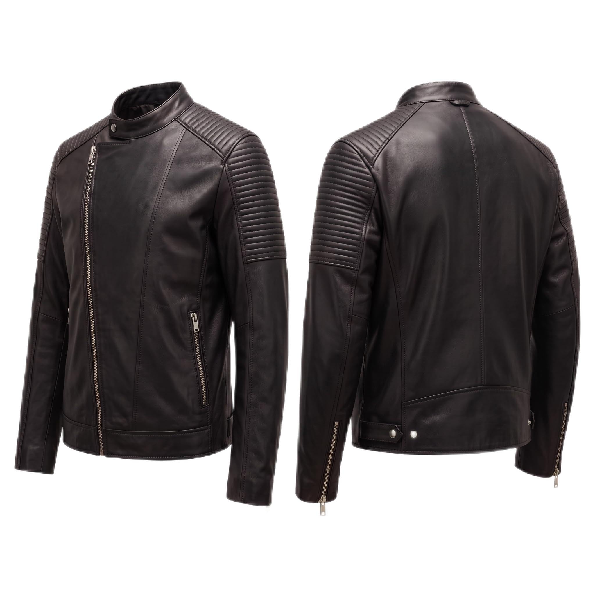 Classic men’s leather biker jacket | slim fit | minimalist moto rider Jacket