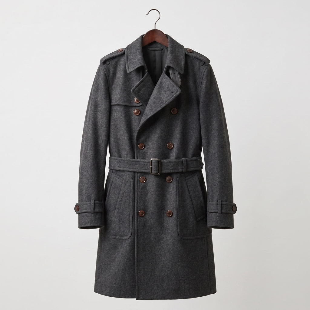 Buy Sherlock Holmes Wool Trench Coat | Men's Double Breasted Victorian Overcoat