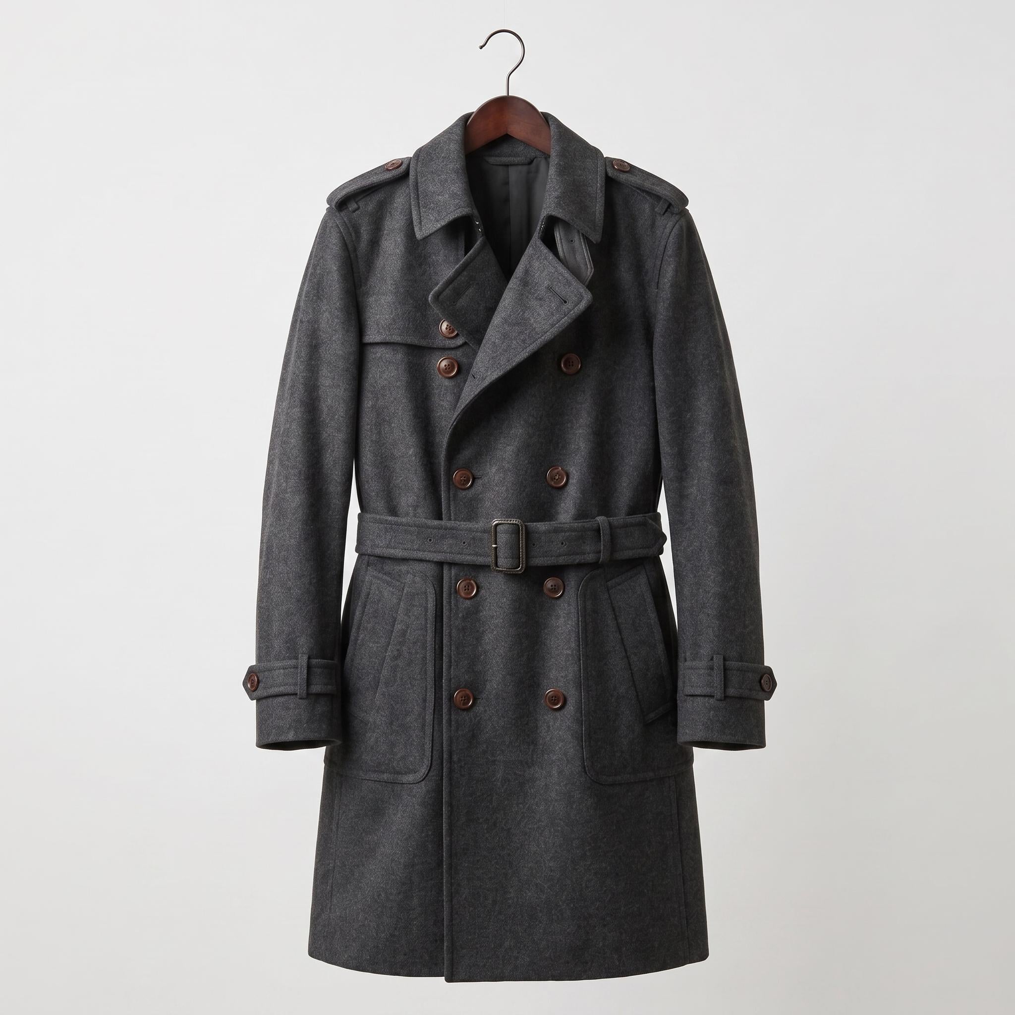 Buy Sherlock Holmes Wool Trench Coat | Men's Double Breasted Victorian Overcoat
