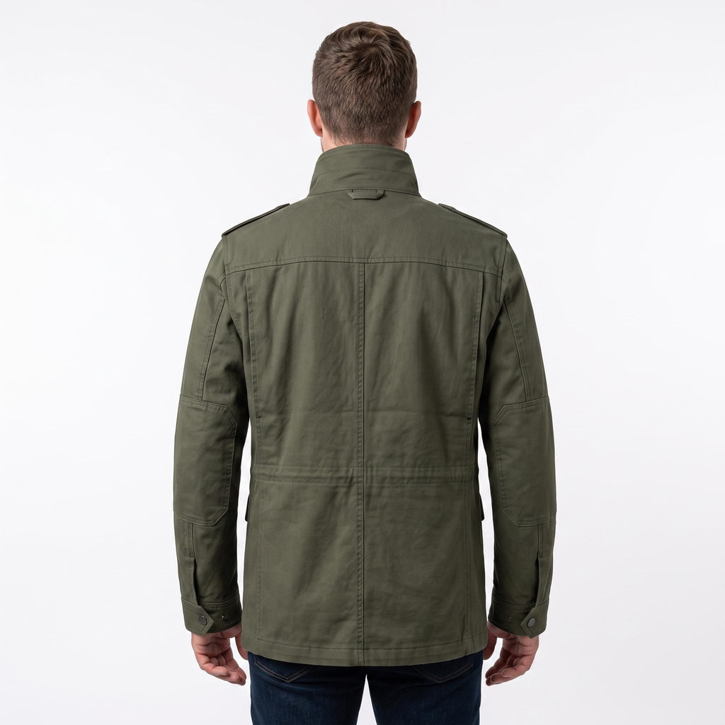 Men's Leon Kennedy Green Cotton Utility Coat | Military Style Men's Field Jacket (Cosplay)