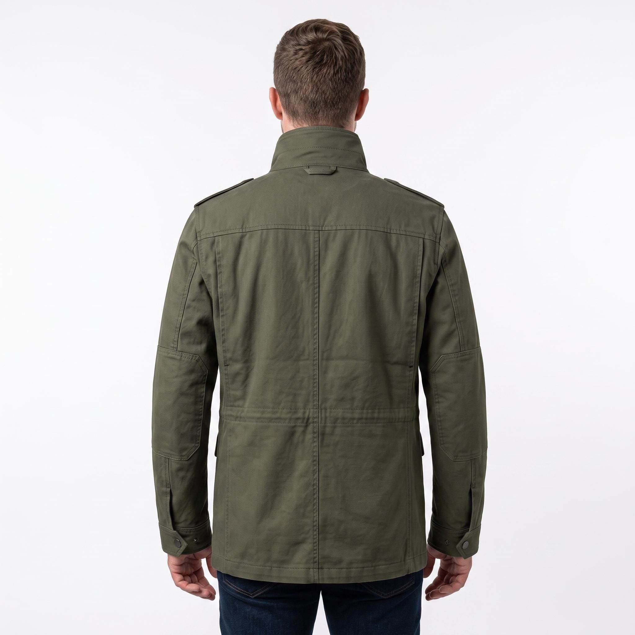 Men's Leon Kennedy Green Cotton Utility Coat | Military Style Men's Field Jacket (Cosplay)